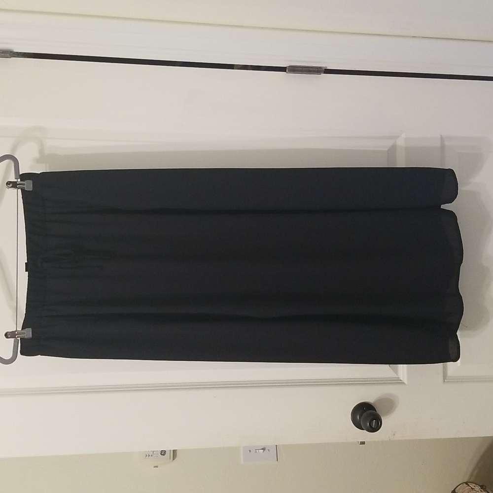 SHEIN Black Semi Sheer  Double Thigh High Slit Pull On Skirt Size XL
